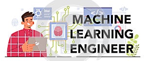 Machine learning engineer typographic header. Artificial neural network