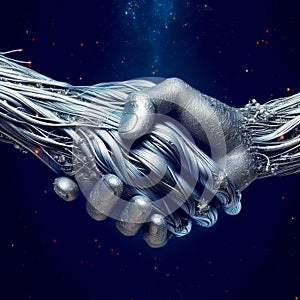Handshake between future technologies concept