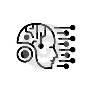 Black solid icon for Machine Learning, artificial and digital