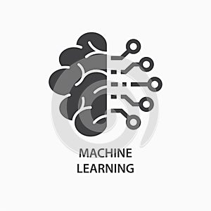 Machine learning icon. Artificial intelligence, smart machine logo template. Vector illustration.