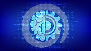Machine learning icon made with binary code. AI Artificial Intelligence. Deep learning. Data mining, Big Data, algorithm, neural