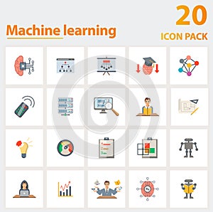 Machine Learning icon set. Collection of simple elements such as the machine learning, machine, problem solving