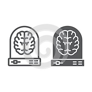 Machine learning line and glyph icon, data