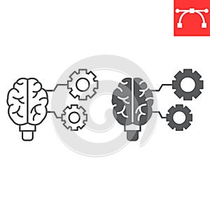 Machine learning line and glyph icon