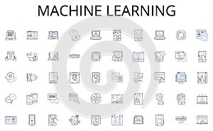 machine learning line icons collection. Green, Mow, Grass, Cut, Irrigation, Fertilize, Turf vector and linear