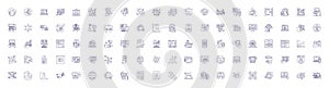 Machine learning line icons signs set. Design collection of Machine, Learning, Artificial, Intelligence, Neural