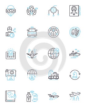 Machine learning linear icons set. Artificial, Intelligence, Neural, Nerks, Pattern, Recognition, Prediction line vector