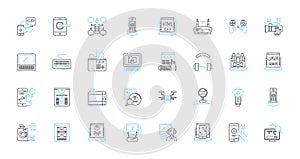 Machine learning linear icons set. Neural nerks, Algorithms, Artificial intelligence, Deep learning, Data, Prediction