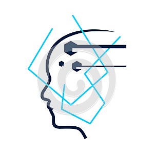 Machine learning logo design vector illustrations brain