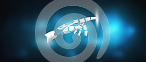 Machine learning. Robot hand touching the screen