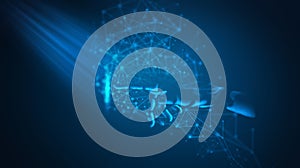 Machine learning. Robot hand touching the screen