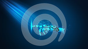 Machine learning. Robot hand touching the screen