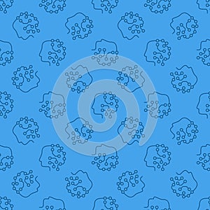Machine Learning Robot Head vector ML blue line seamless pattern