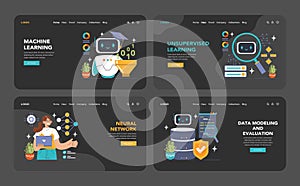 Machine Learning Set. Flat vector illustration