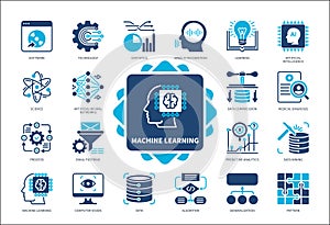 Machine Learning solid icon set