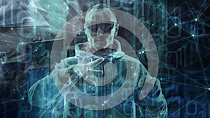 Machine learning symbol conception, binary random transparent triangles abstract machine learning computer code stream big data