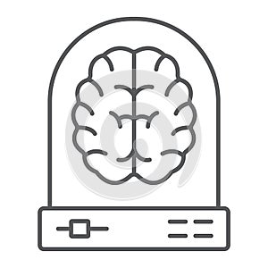 Machine learning thin line icon, data analytics