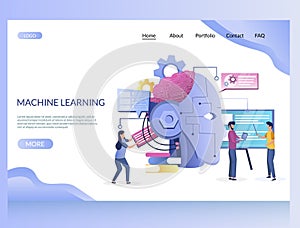 Machine learning vector website landing page design template