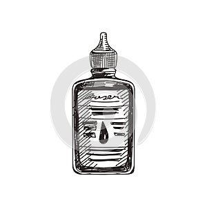 Machine oil hand drawn black and white vector illustration