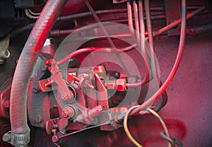 Machine part mechanic engine technology red metal motor
