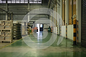 Machine part with tool equipment and metal material for industrial manufacturing, Walking way in Factory, Safety part for an autom