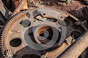 Machine parts rusty old iron