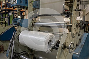 Machine with polyethylene for the production of plastic bags