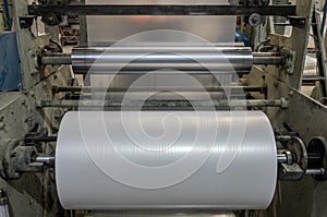 Machine with polyethylene for the production of plastic bags