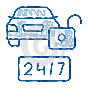 machine protection 24 7 doodle icon hand drawn illustration
