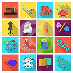 Machine, sewing, scissors and other sewing equipment. Medical,medicine set collection icons in flat style vector symbol