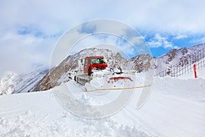 Machine for skiing slope preparations at Kaprun Austria