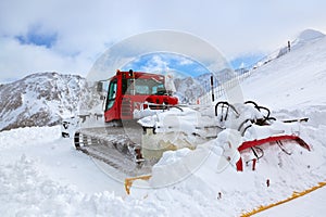 Machine for skiing slope preparations at Kaprun Austria