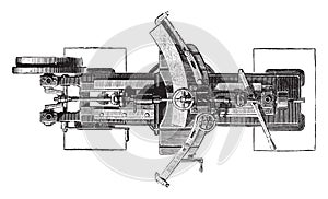 Machine slotting wheels, Plan, vintage engraving