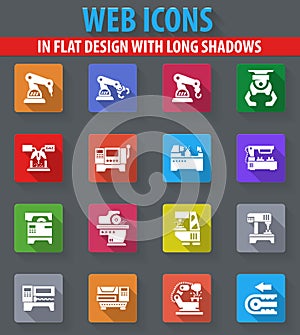 Machine tool icons set