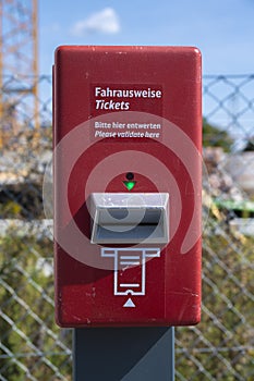Machine for validating Deutsche Bahn tickets