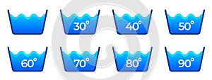 Machine wash temperature icon. Simple pictogram for washing machine, laundry care instruction for textile care. Vector