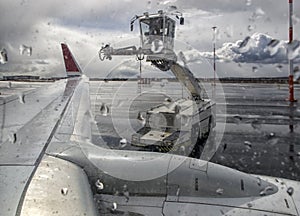 De-icer for airplanes, De-icing an aircraft wing photo