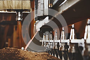 Machine working cnc, woodworking tool, computer numerical control.