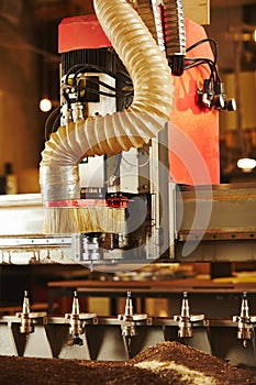 Machine working cnc, woodworking tool, computer numerical control.