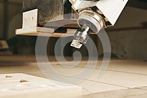 Machine working cnc, woodworking tool, computer numerical control.