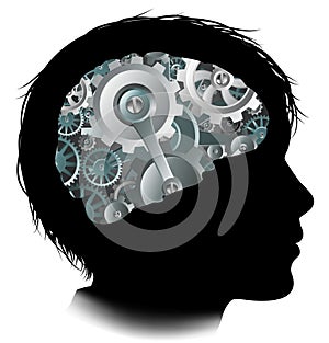 Machine Workings Gears Cogs Brain Child Concept