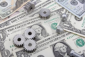 Machinery parts and US Dollar banknotes