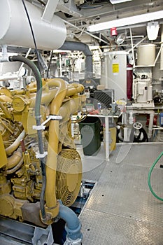 Machinery in ship engine room photo