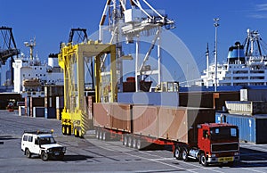 Machines in cargo container port