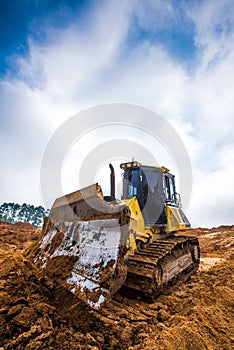 Machines excavating the soil from the beginning of the work.