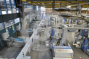 Machines of a large printing plant - printing of daily newspaper