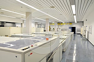 Machines of a large printing plant - printing of daily newspaper photo