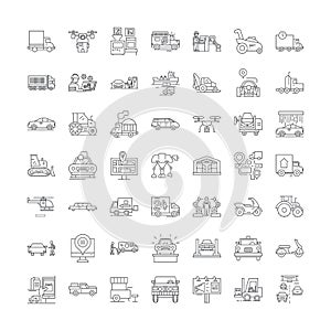 Machines linear icons, signs, symbols vector line illustration set