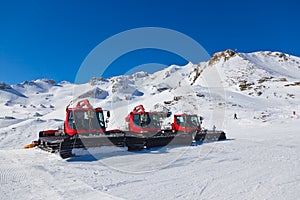 Machines for skiing slope preparations at Bad Hofgastein - Austria