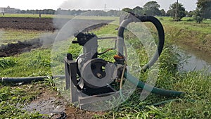 Machines used for irrigating crops in the field.